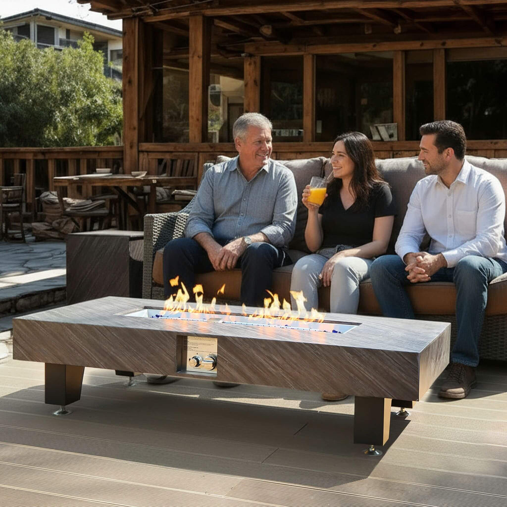 Alora 54-Inch Modern Outdoor Propane Fire Pit Table With Waterproof Cover (SAK42628)