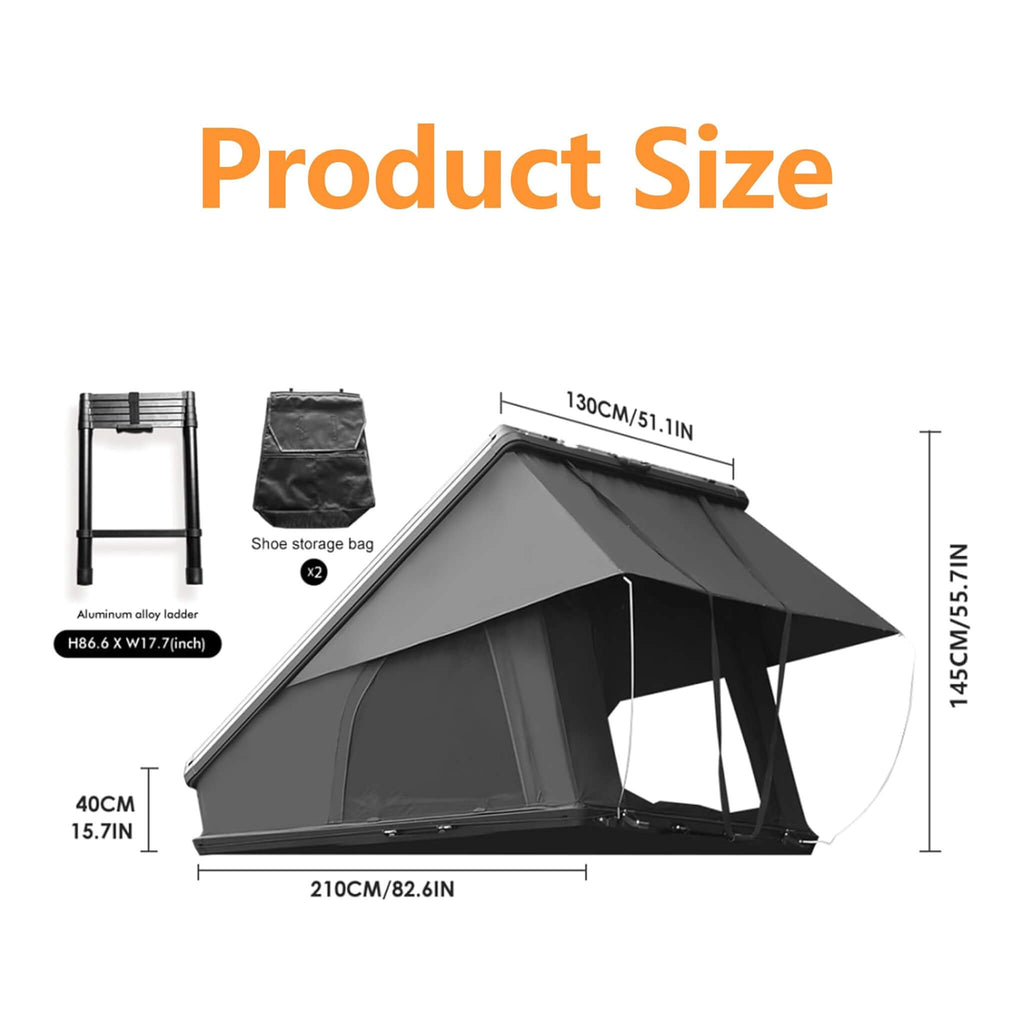 Trailora Nova Aluminum Hard-Shell Rooftop Tent With Ladder, Tri-Color LED Lighting, And Memory Foam Mattress [2-3 People] (SAK57409)