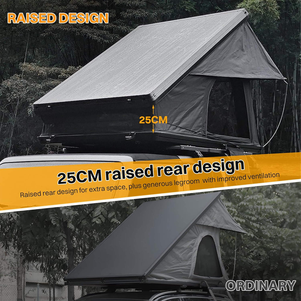 Trailora Nova Aluminum Hard-Shell Rooftop Tent With Ladder, Tri-Color LED Lighting, And Memory Foam Mattress [2-3 People] (SAK57409)