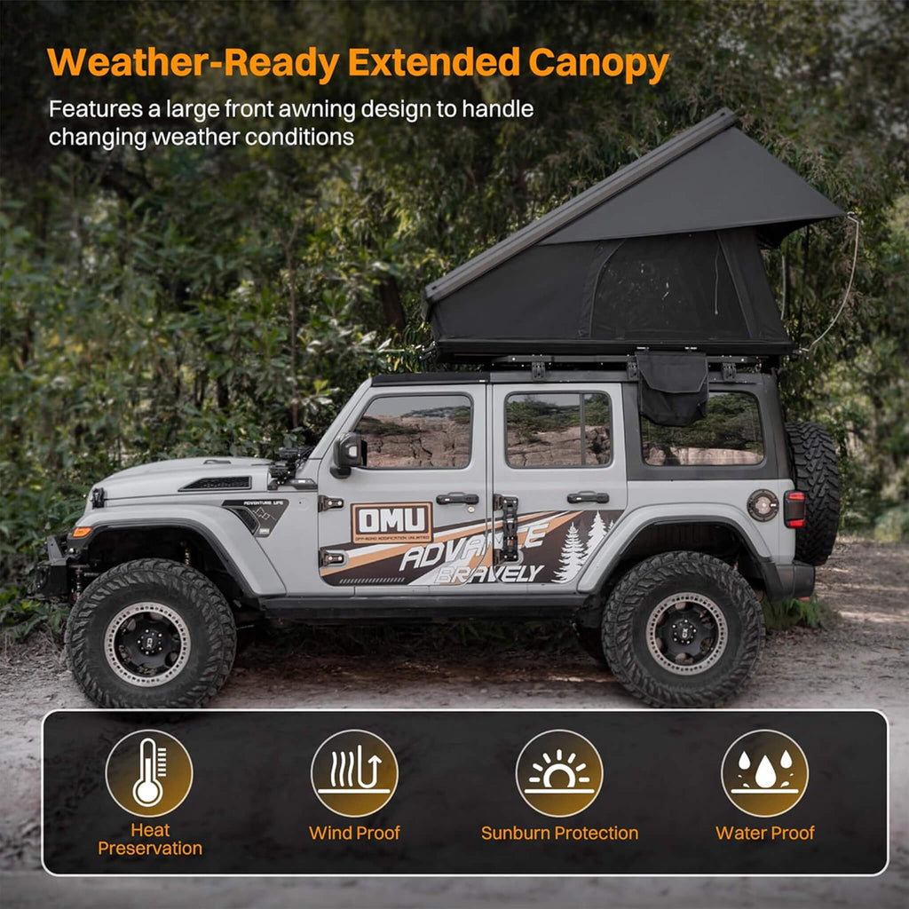 Trailora Nova Aluminum Hard-Shell Rooftop Tent With Ladder, Tri-Color LED Lighting, And Memory Foam Mattress [2-3 People] (SAK57409)