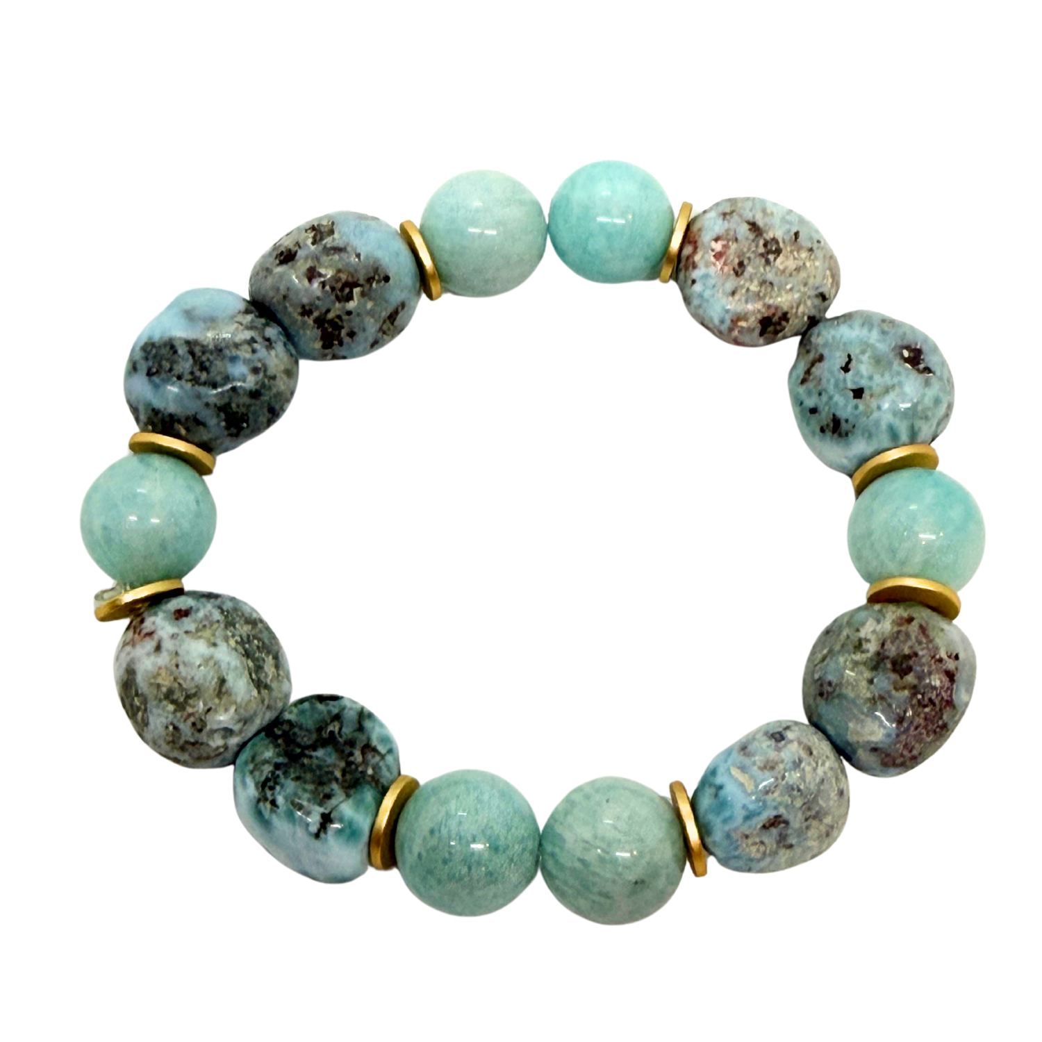 Amazonite And Larimar Nugget Bracelet