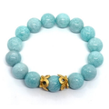 Amazonite Stretch Bracelet With Vintage Matte Gold Accents