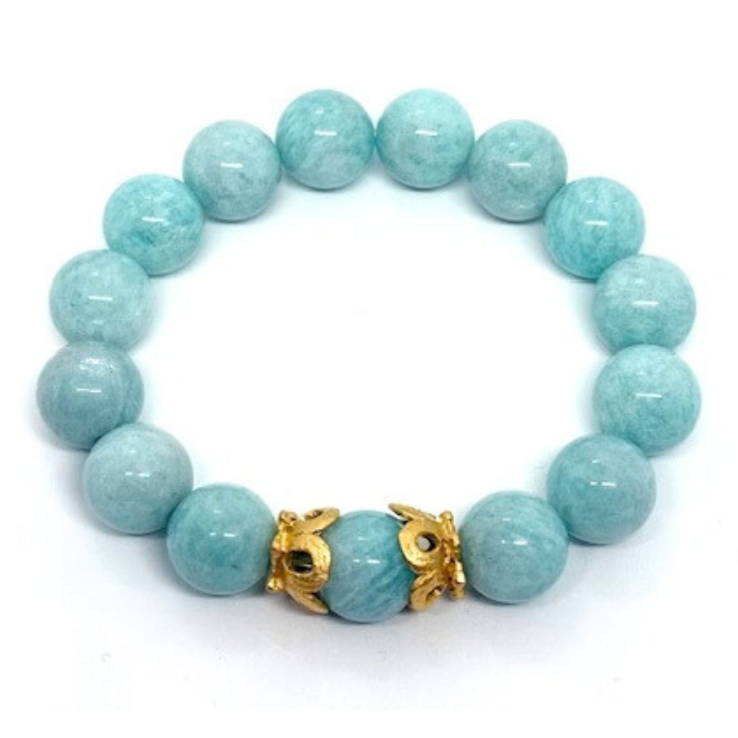 Amazonite Stretch Bracelet With Vintage Matte Gold Accents