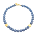 Blue Angelite With Matte Gold Bead Accent Necklace