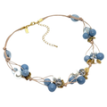 Blue Angelite, Pearl, And Blue Glass Woven Necklace