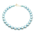 Aqua Bubble Pearl Necklace With Matte Silver Toggle