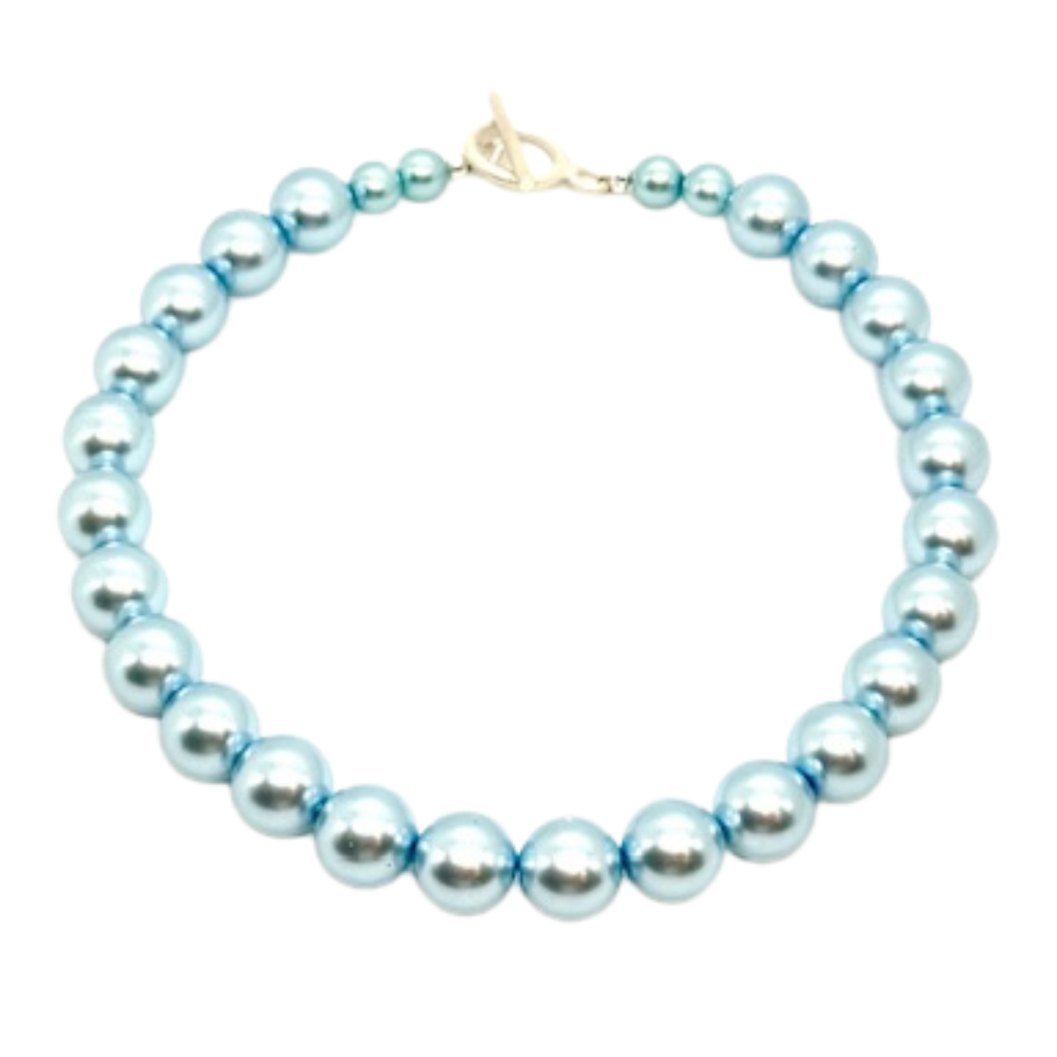 Aqua Bubble Pearl Necklace With Matte Silver Toggle