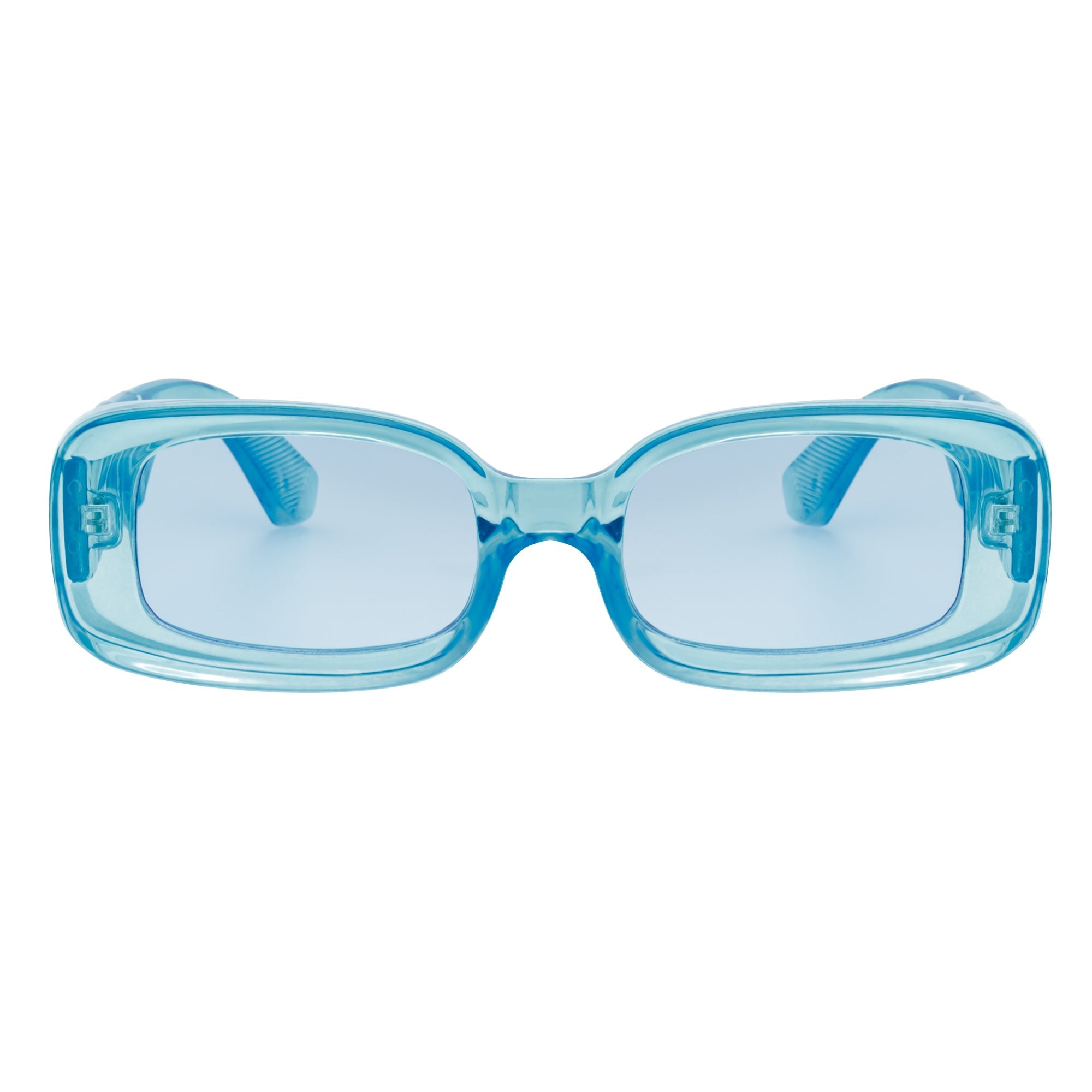 ASHER - Small Thick Frame Rectangle Sunglasses 90s Fashion Clear Blue