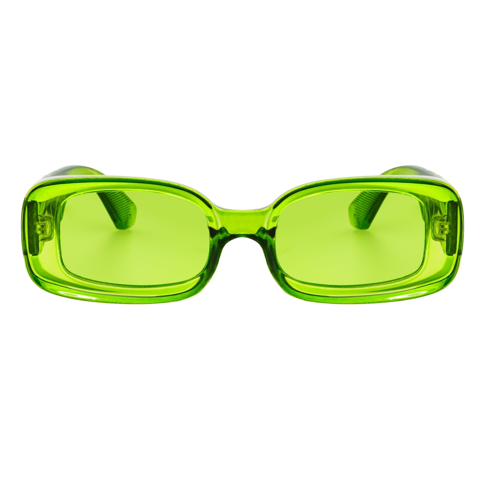 ASHER - Small Thick Frame Rectangle Sunglasses 90s Fashion Clear Green
