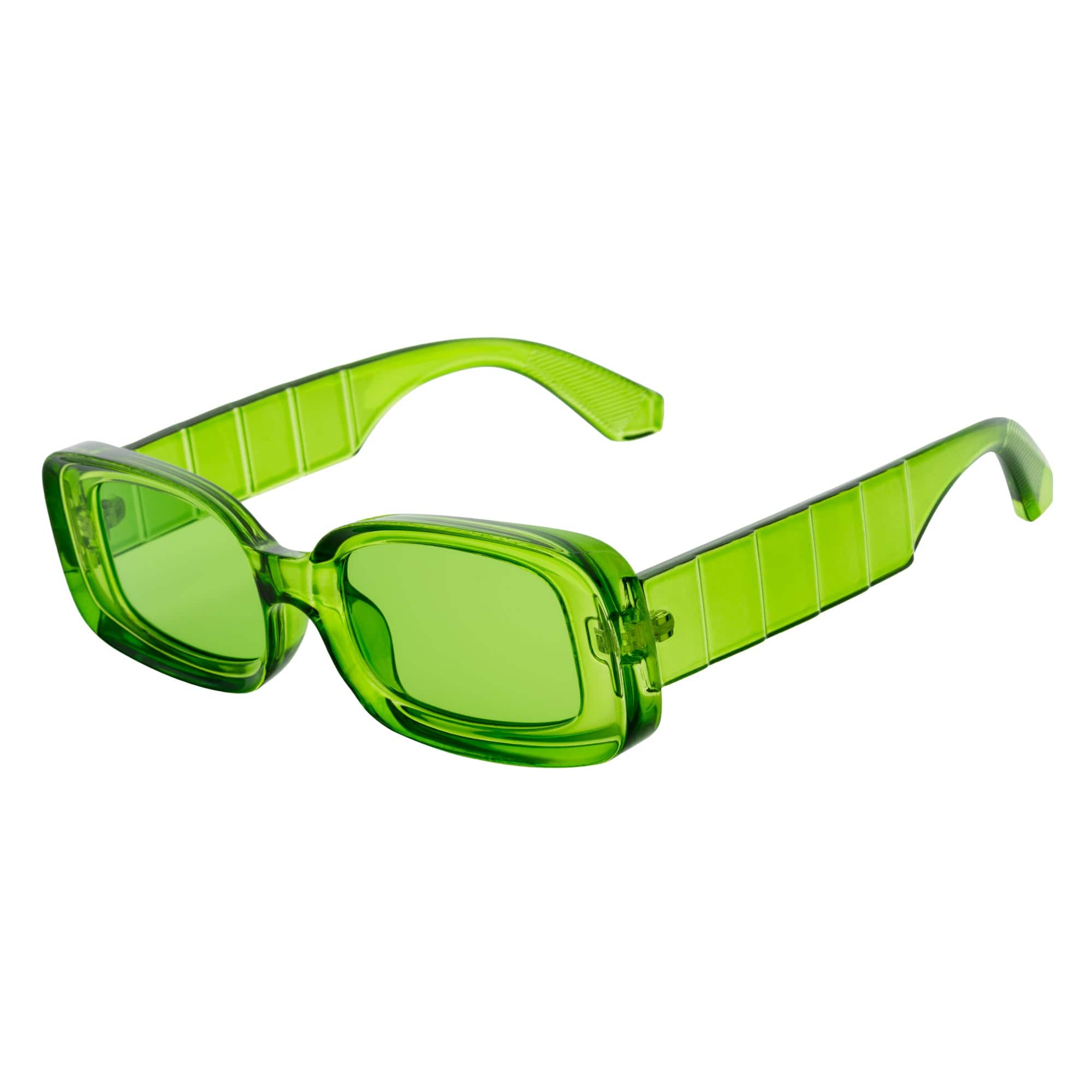 ASHER - Small Thick Frame Rectangle Sunglasses 90s Fashion Clear Green