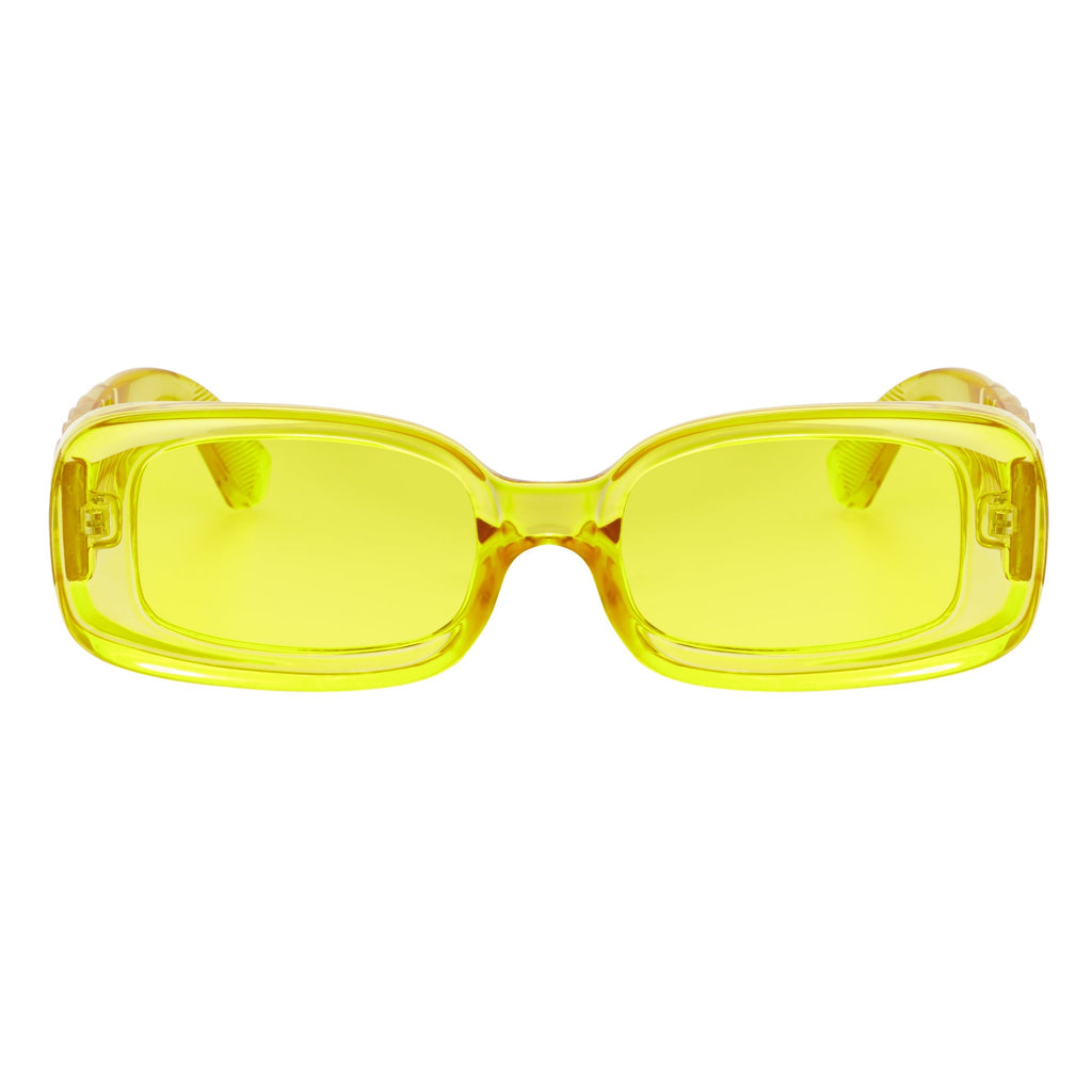 ASHER - Small Thick Frame Rectangle Sunglasses 90s Fashion Clear Yellow