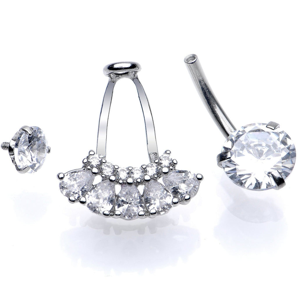 Clear Gem Swagger Sweep Dangle Belly Ring