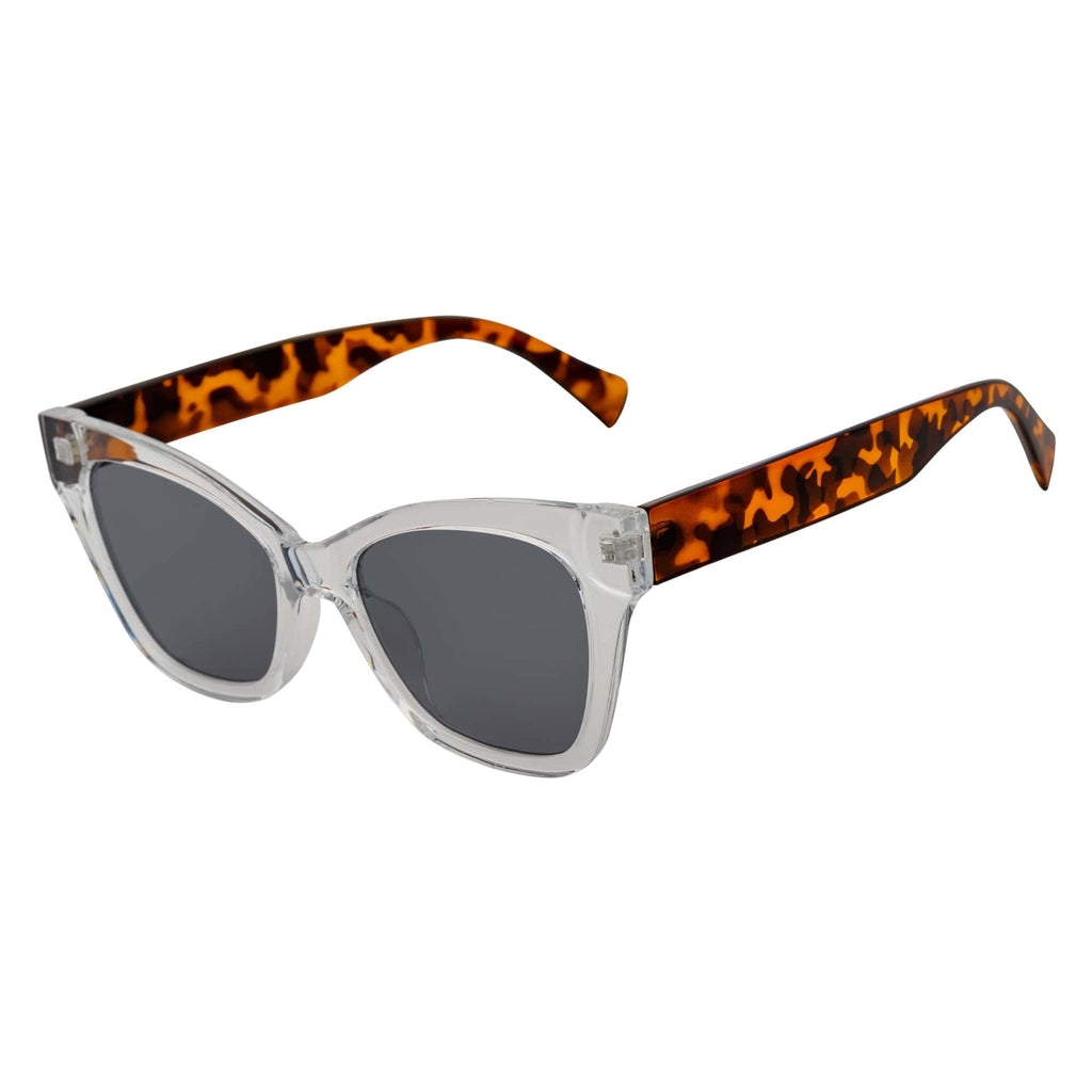 AUDREY - Womens Oversize Mid Century Modern Cat Eye Sunglasses Clear Tortoise