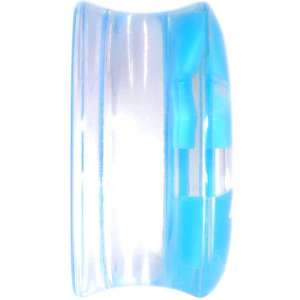 Clear Acrylic Double Flare Blue Turquoise  Anchor Saddle Plug Set 18mm - 20mm