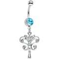 Blue Gem Chandelier Double Dangle Belly Ring