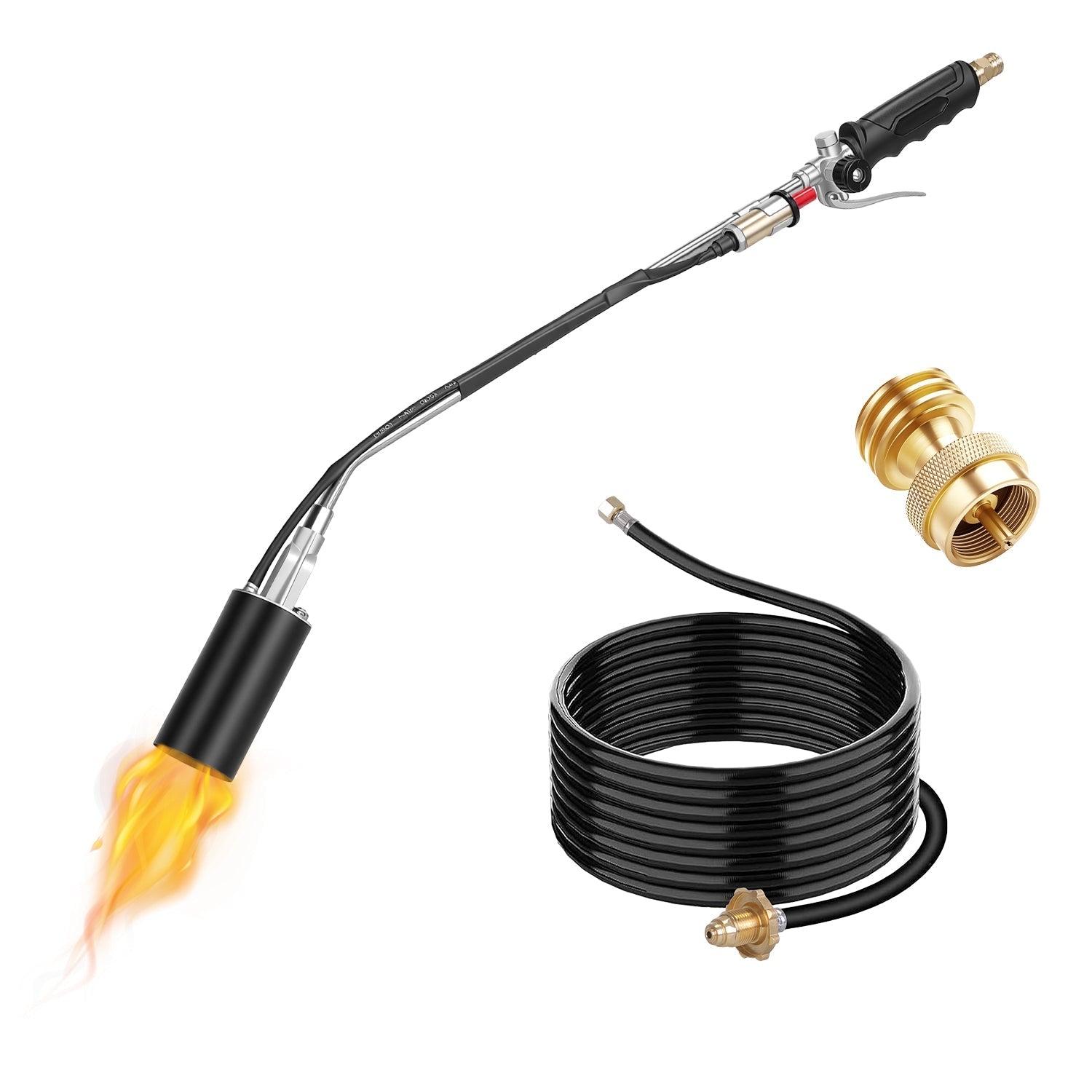 180,000 BTU Propane Weed Torch Heavy Duty Weed Burner Flame Weeder with 10FT Hose Piezo Ignition Adjustable Flame Control for Weeds Ice Snow Asphalt F