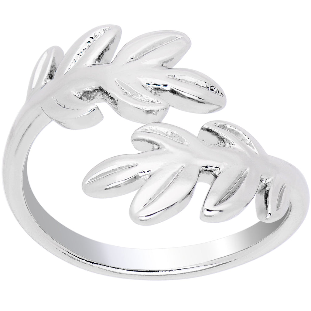 Rhodium Plated Budding Leaves Toe Ring