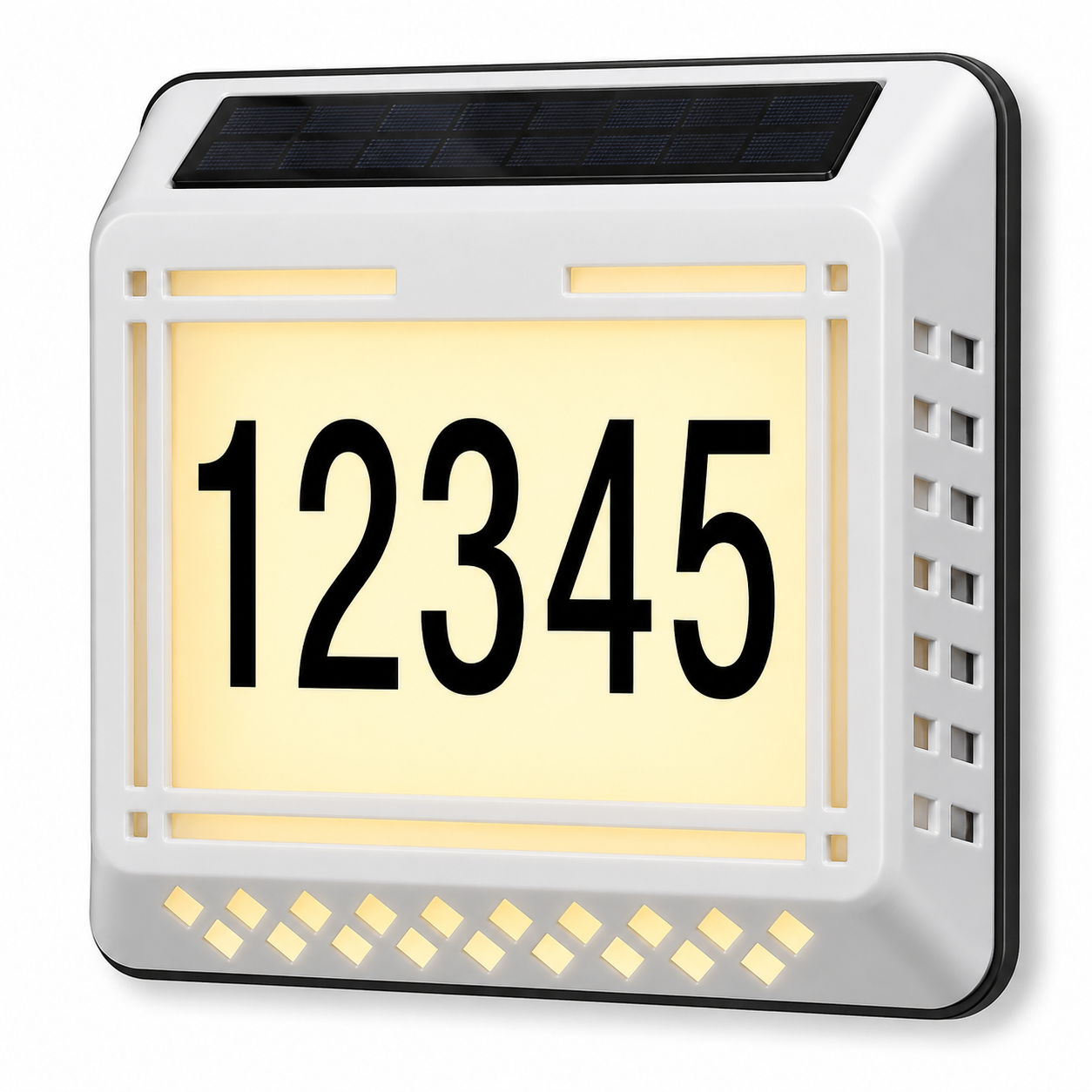 Solar LED Address Sign – Waterproof House Number Plaque, Customizable Numbers & Letters, Auto Dusk-to-Dawn Light, 8.1 x 6.9 Inches