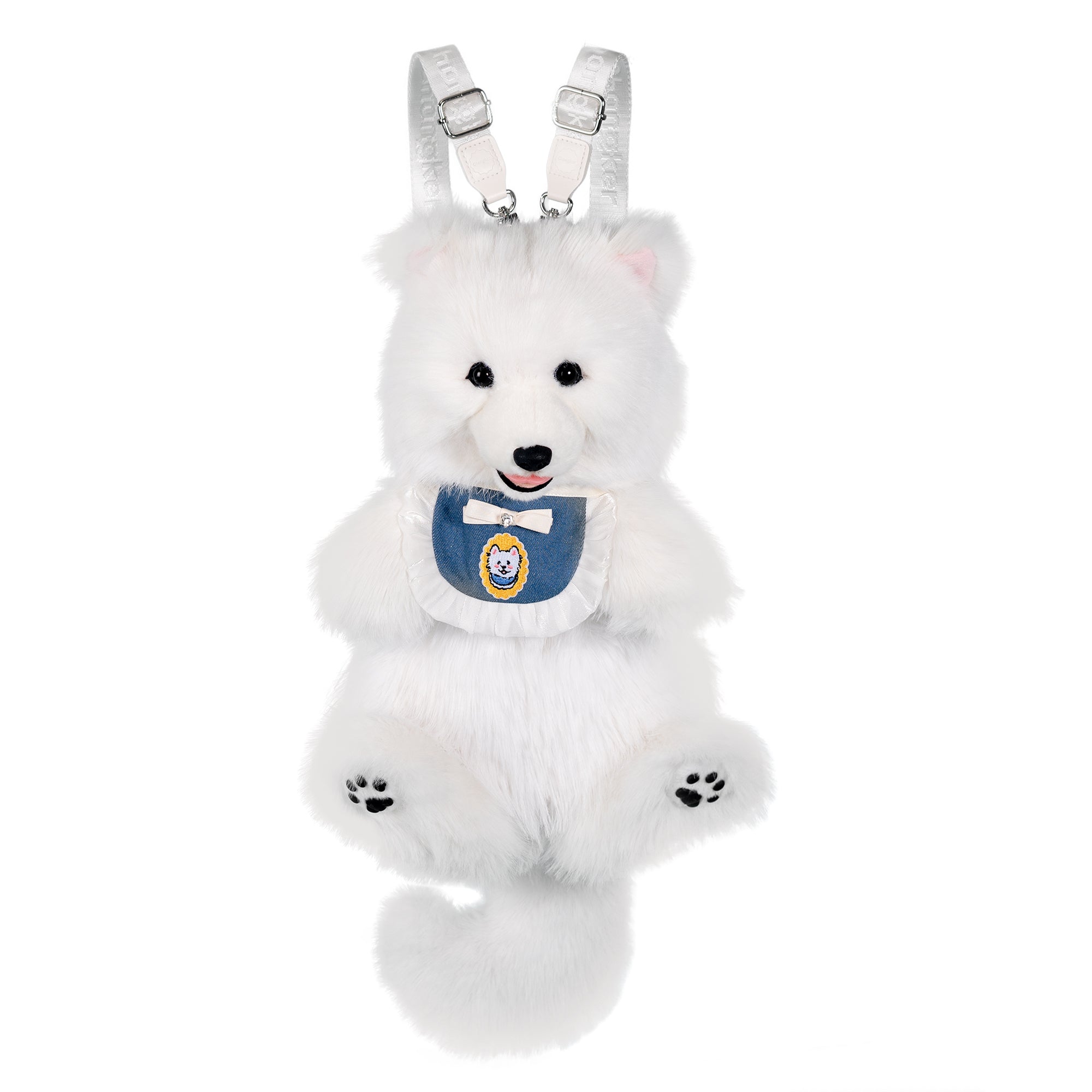 Fluffy Samoyed Backpack - Realistic White Cloud Cozy