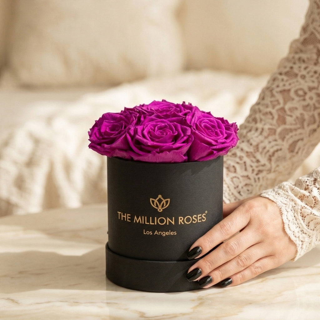 Basic Black Box | Bright Purple Roses
