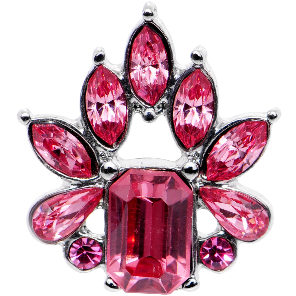 16G 1/4 Pink Gem Flower Tiara Amulet Cartilage Tragus Earring
