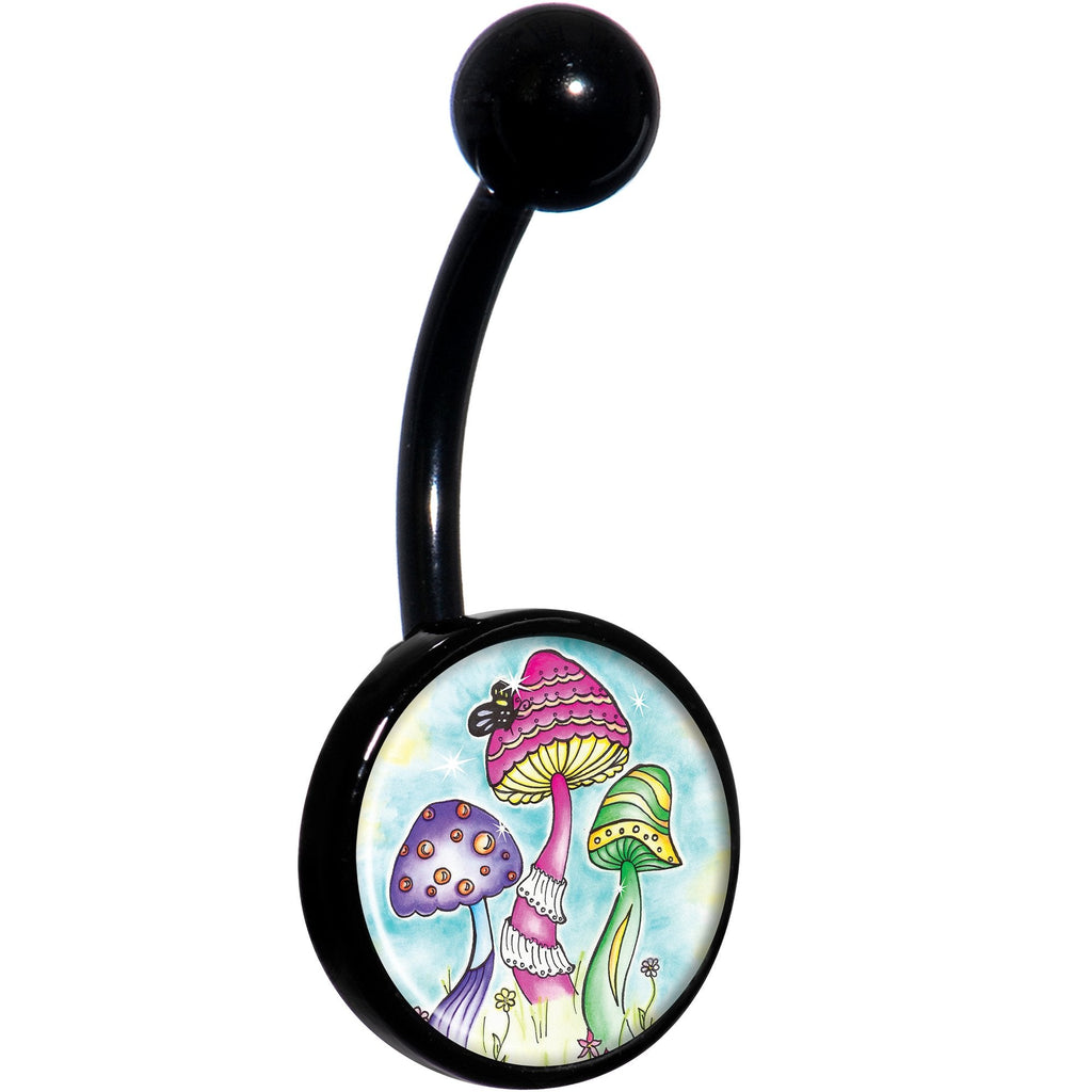 Psychedelic Magic Mushrooms Black Belly Ring