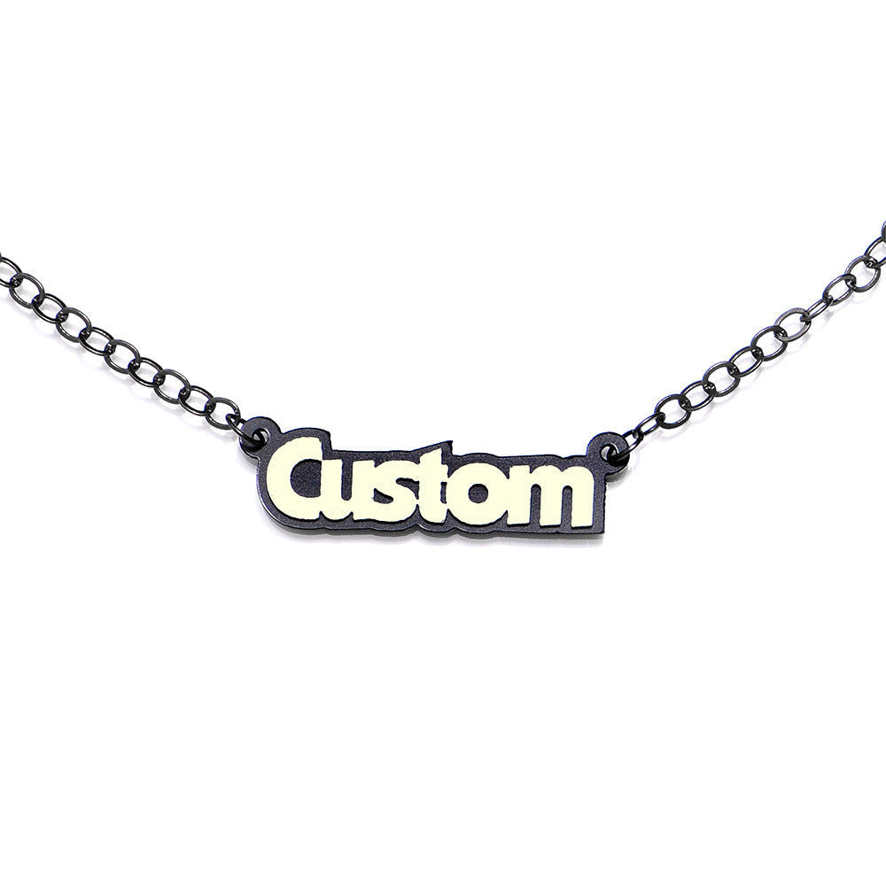 Custom Black Glow Name Nipple Chain Created with Crystals