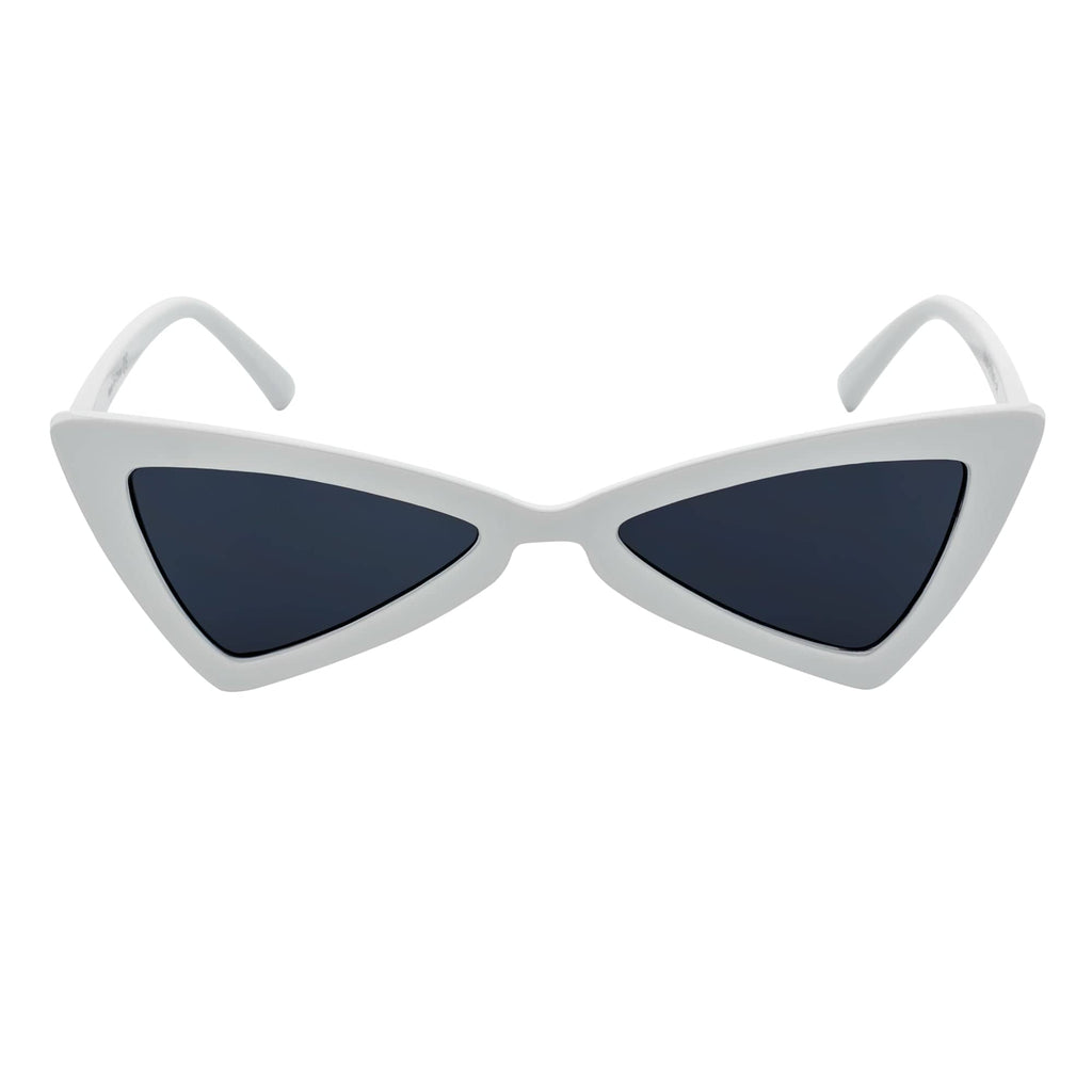 BOWTIE - Triangle Pointed 90s Fashion Small Cat Eye Sunglasses White Smoke