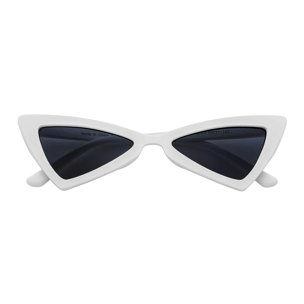 BOWTIE - Triangle Pointed 90s Fashion Small Cat Eye Sunglasses White Smoke