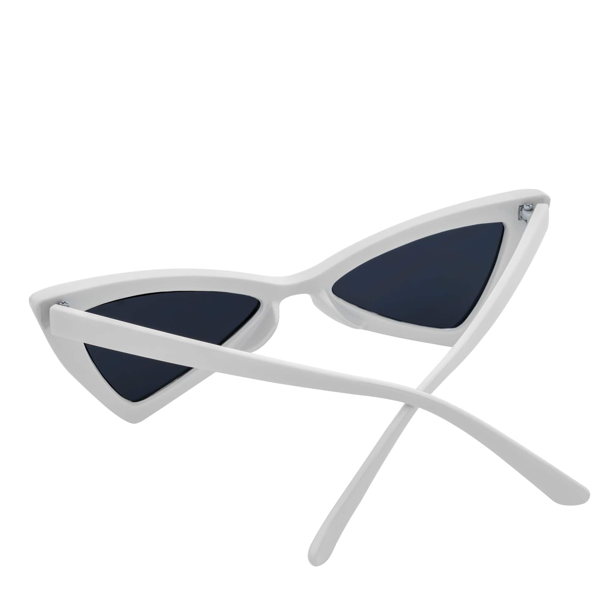 BOWTIE - Triangle Pointed 90s Fashion Small Cat Eye Sunglasses White Smoke