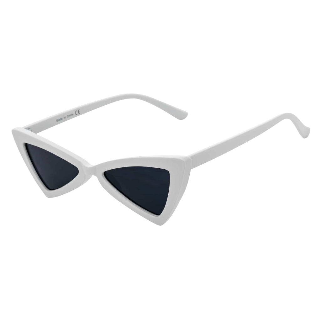 BOWTIE - Triangle Pointed 90s Fashion Small Cat Eye Sunglasses White Smoke