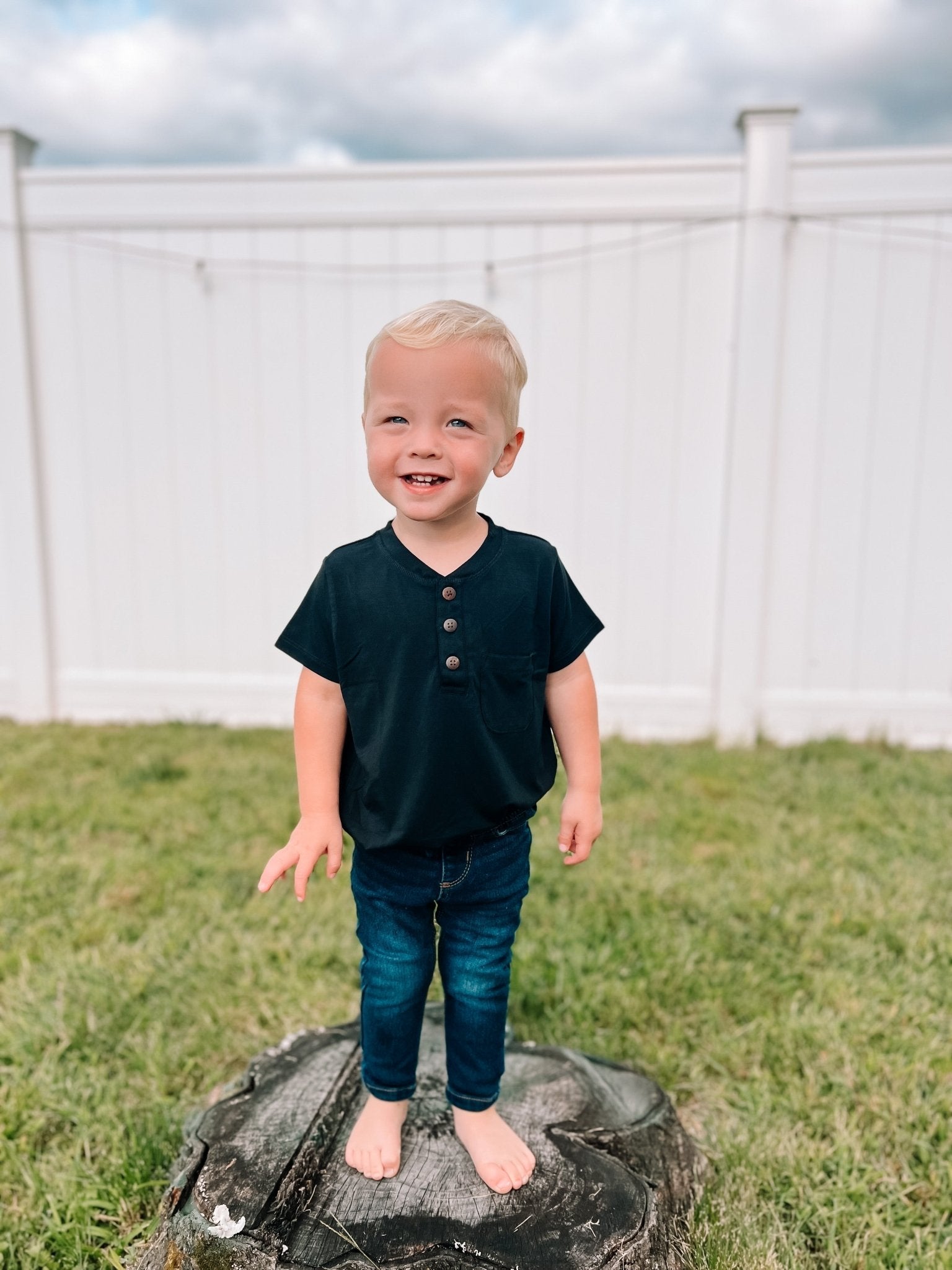 Boys Henley Tee in Moonless Night