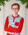 Boys Light Santa Bamboo Holiday Pajamas