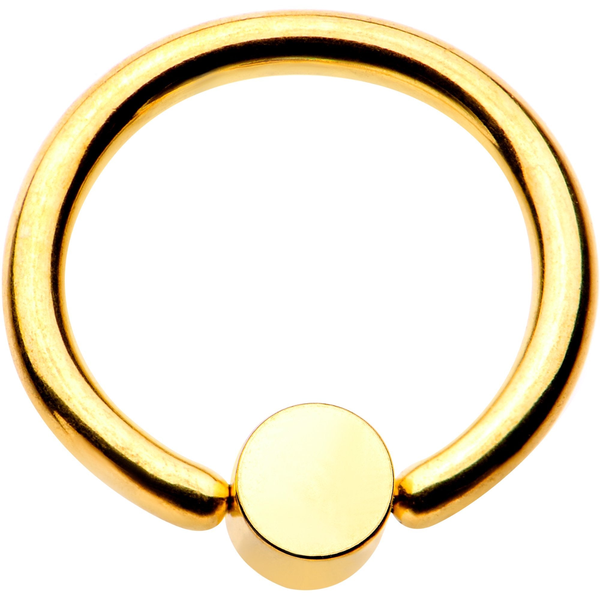 16G 5/16 White Faux Opal 3mm Disc Gold IP BCR Captive Ring