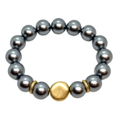 Grey Pearl Bracelet With Matte Gold Nugget Accent