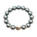 Grey Pearl Bracelet With Matte Silver Nugget Accent