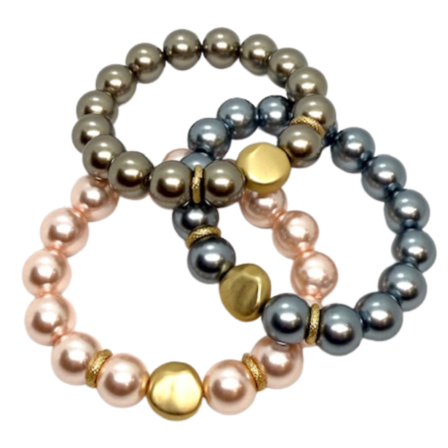 Grey Pearl Bracelet With Matte Silver Nugget Accent