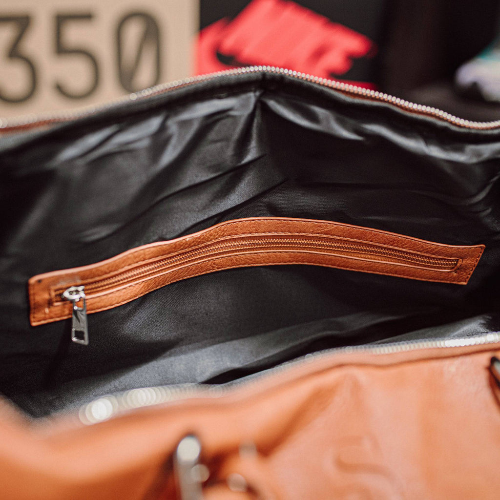Brown Tumbled Leather Duffle Bag