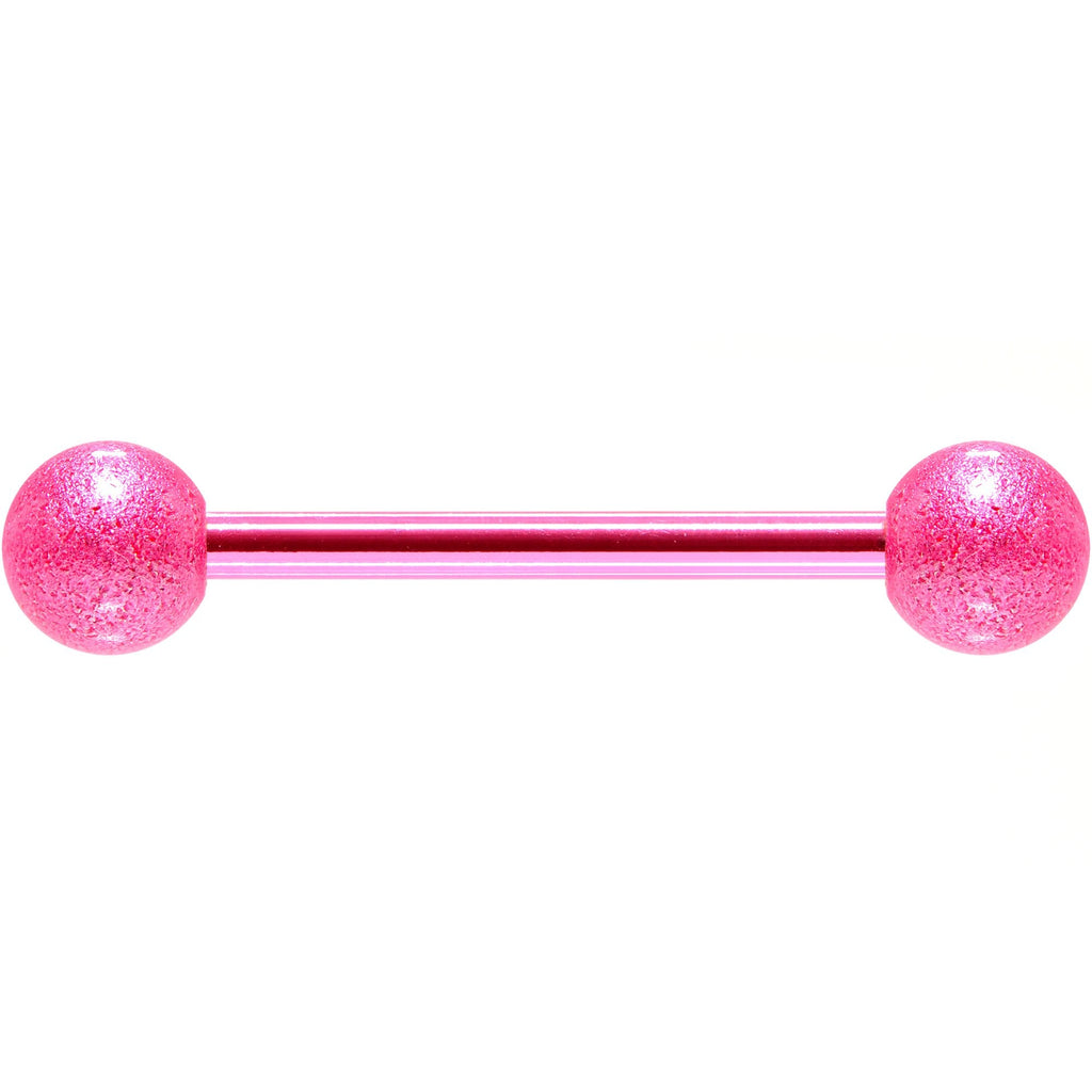 Pink Color PVD Sandblasted Barbell Tongue Ring
