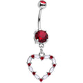 Red Gem White Whole Heart Dangle Belly Ring