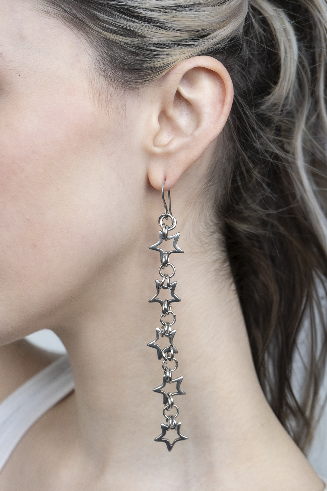 Starlight Viper - Chainmail Star Drop Earrings
