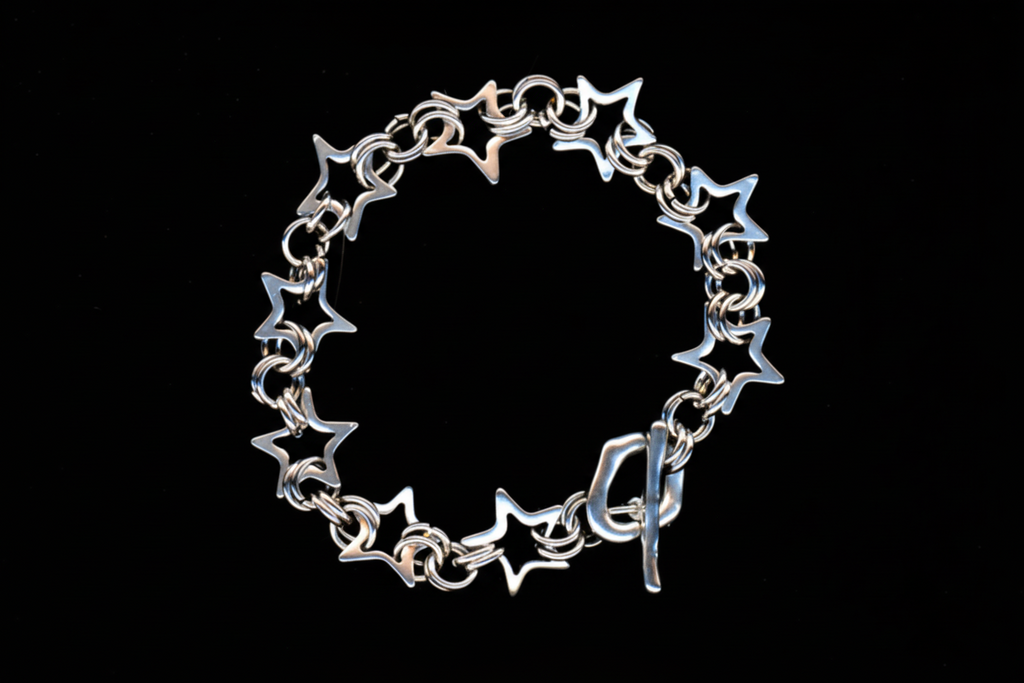 starlight viper - hand-linked star chainmail bracelet