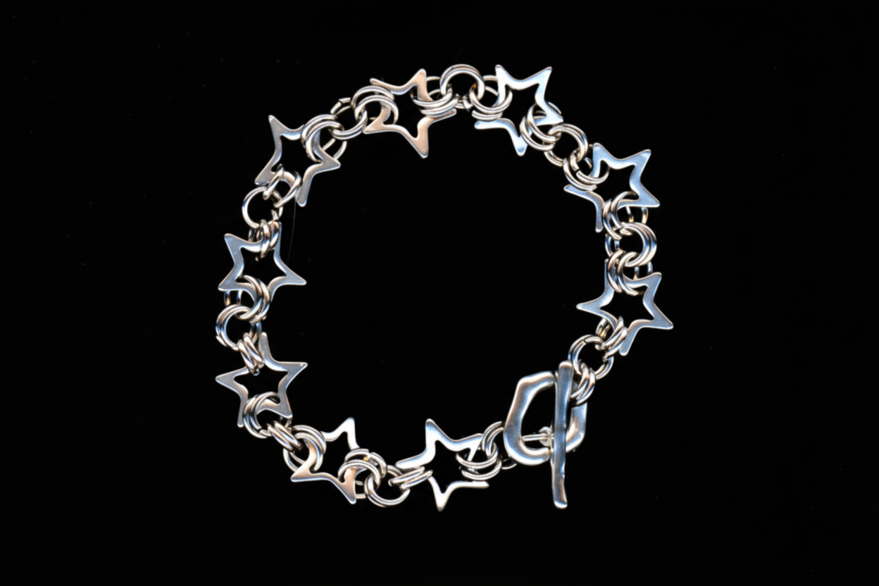 starlight viper - hand-linked star chainmail bracelet