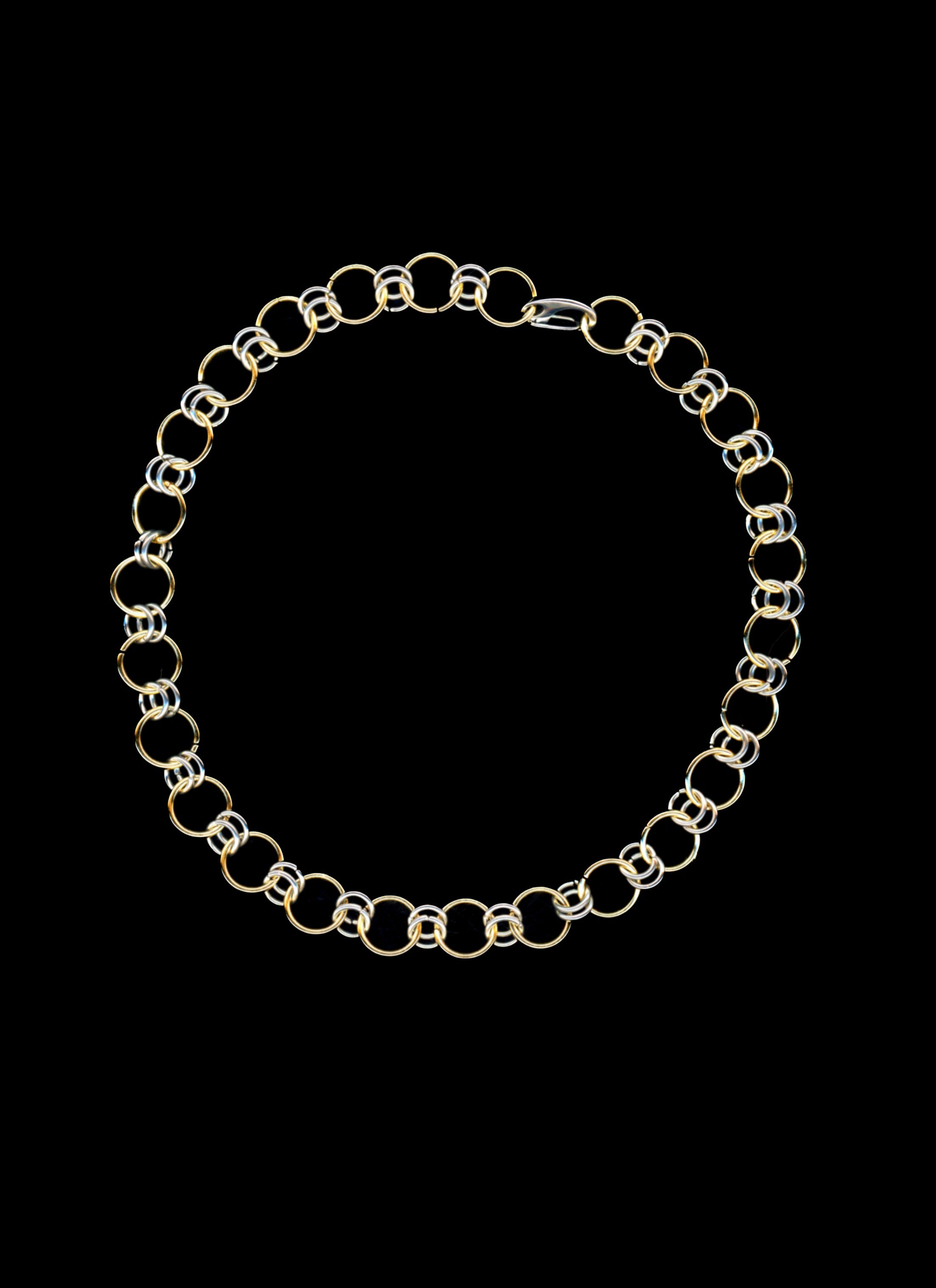 athena mixed metal chainmail necklace