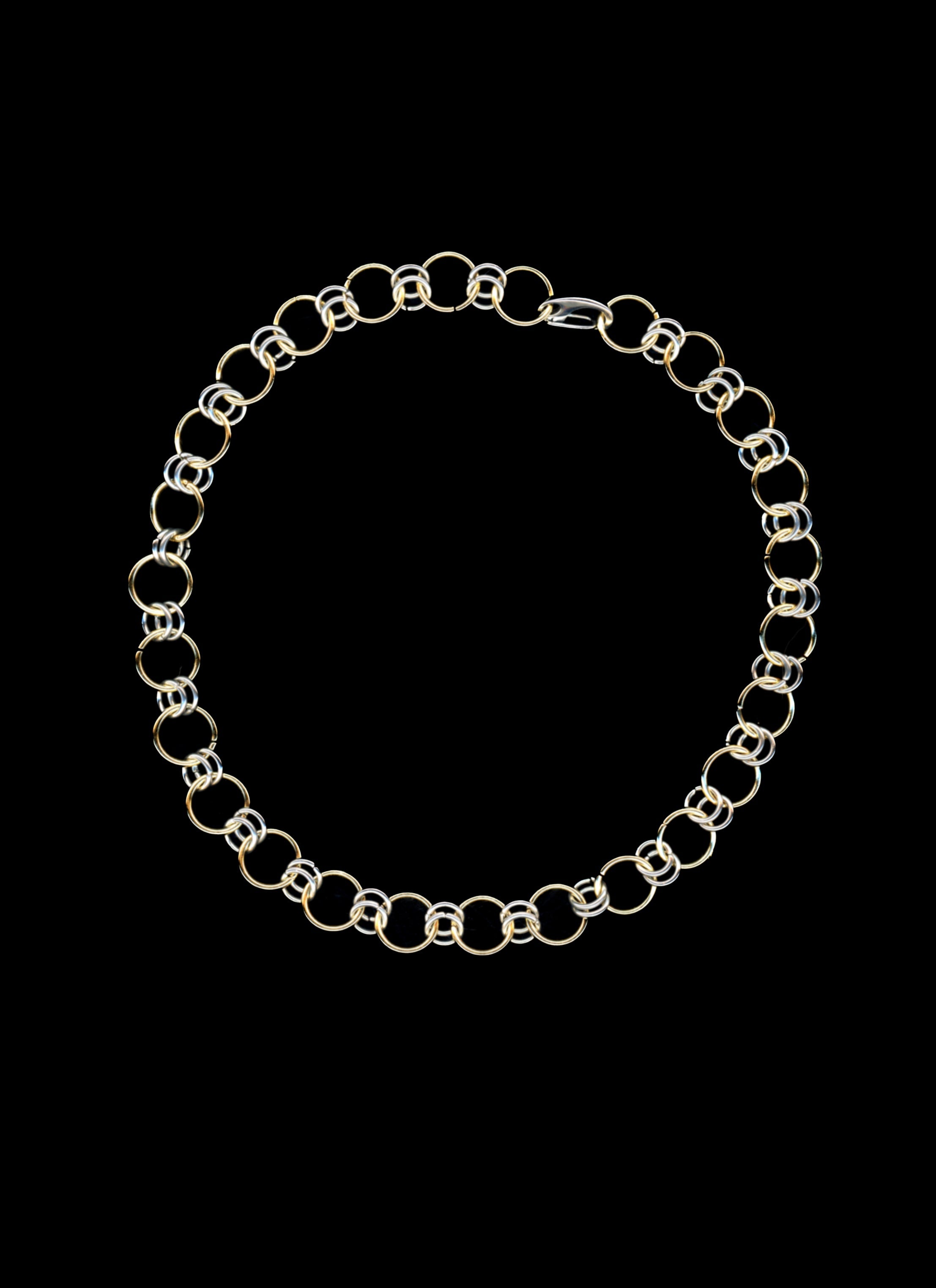 athena mixed metal chainmail necklace