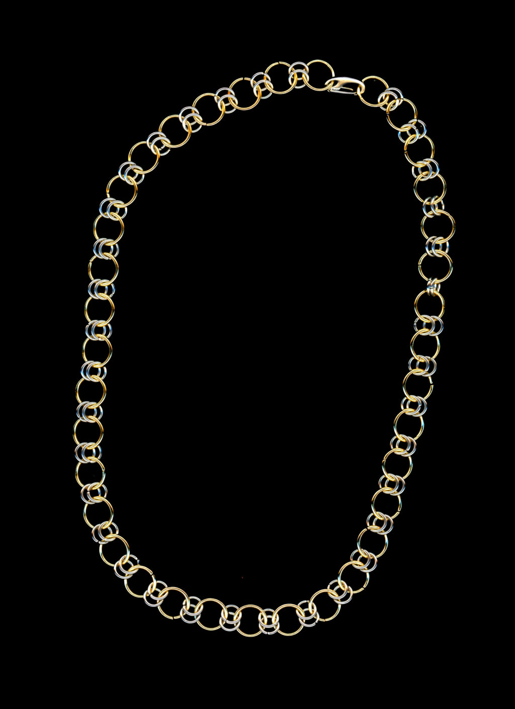 athena mixed metal chainmail necklace