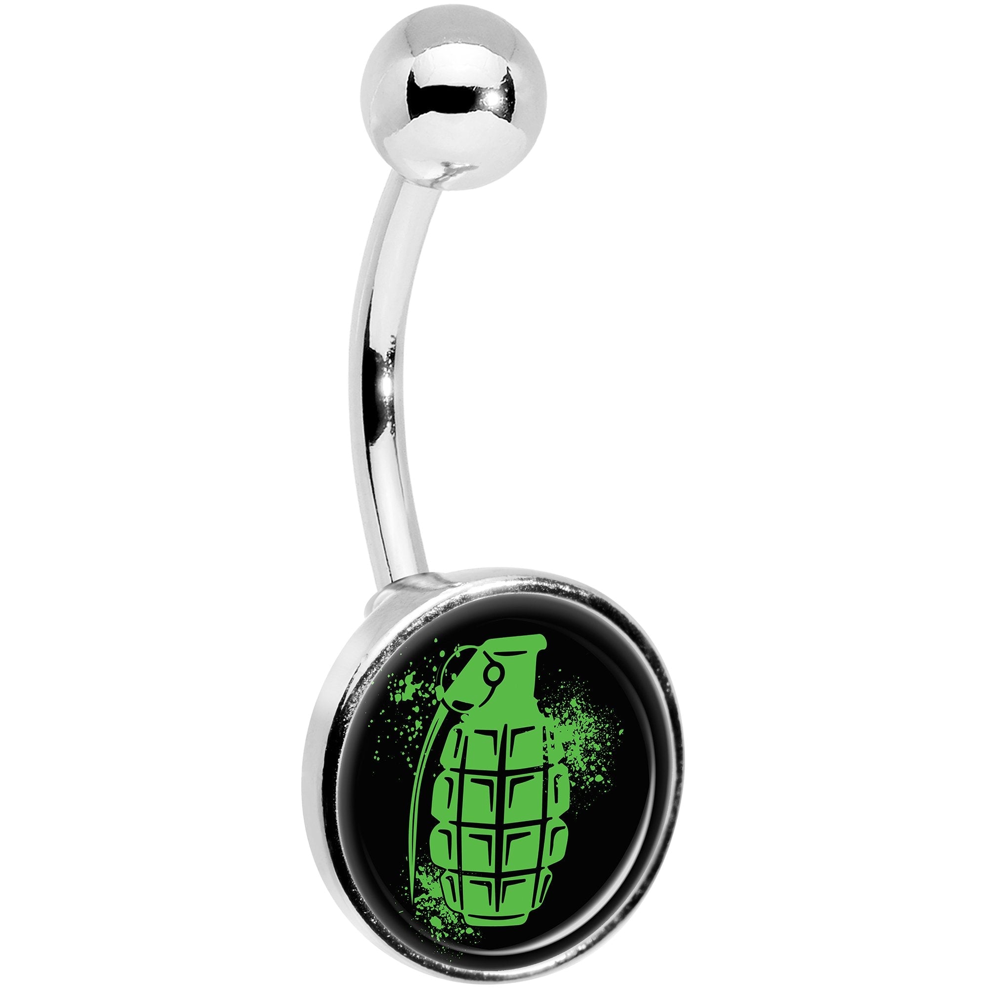 Green Grenade Belly Ring