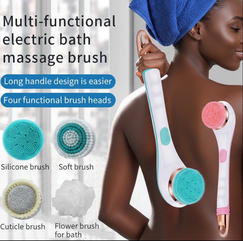Rechargeable Rotating Bath Brush – 4 Heads, 2-Speed Body Scrubber