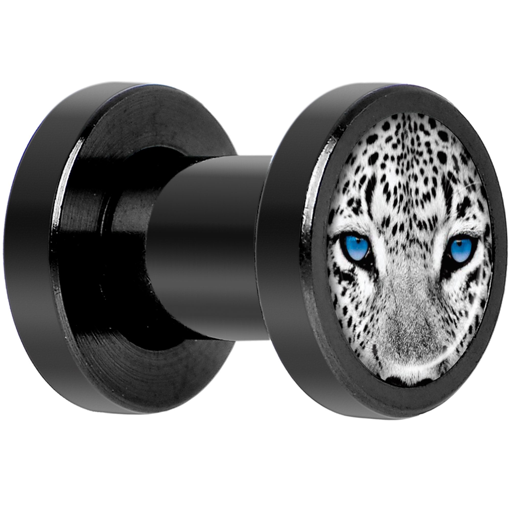 Black White Leopard Eyes Black Anodized Screw Fit Plug Set 4G