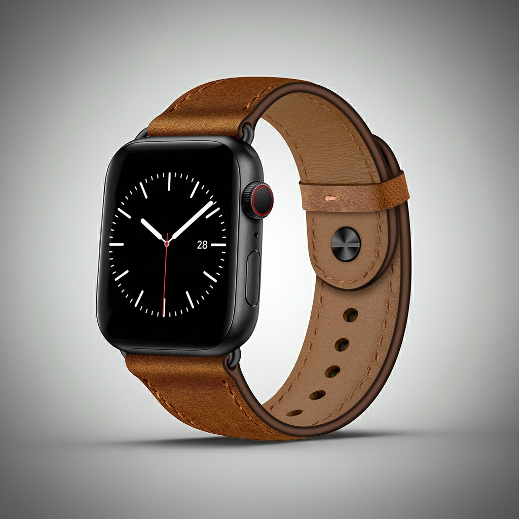 Leather Watch Band Compatible with Apple Watch 49mm–42mm, Retro Brown & Black Re